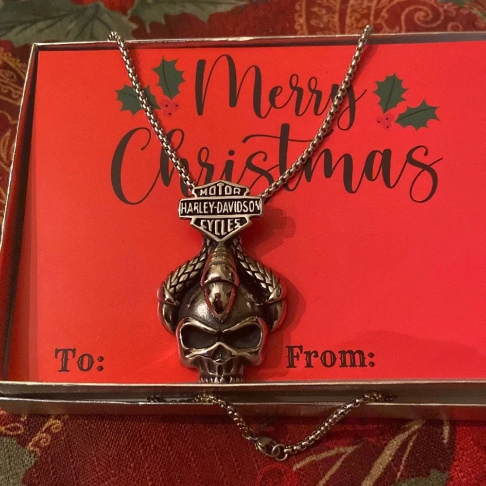 Harley Skull Message  Necklace - Picture 3 of 4
